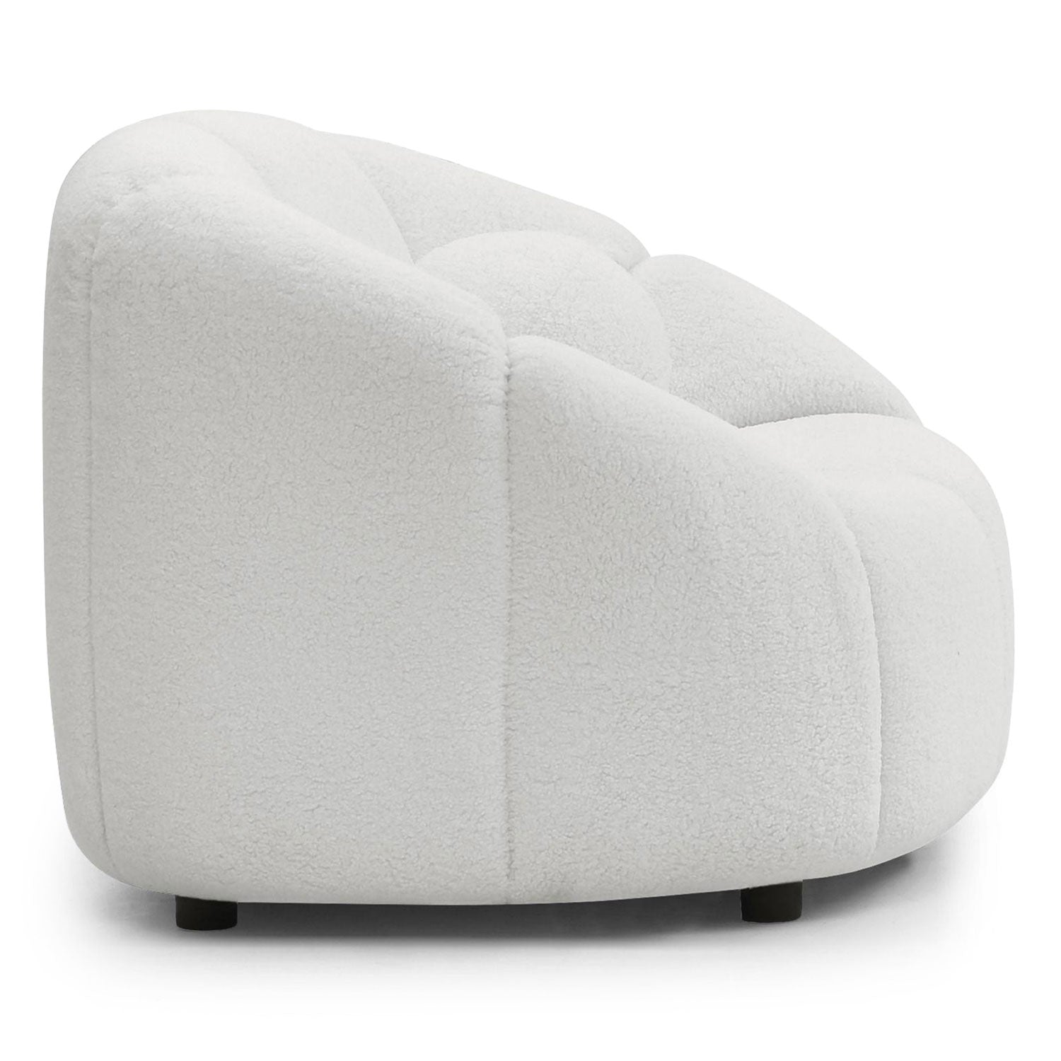 Fauteuil design arrondi Sidonie Tissu bouclette Blanc