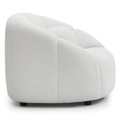 Fauteuil design arrondi Sidonie Tissu bouclette Blanc