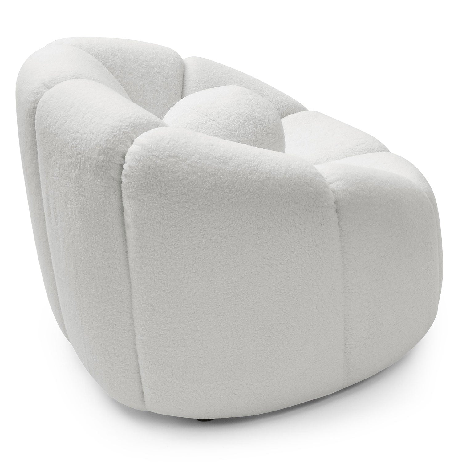 Fauteuil design arrondi Sidonie Tissu bouclette Blanc