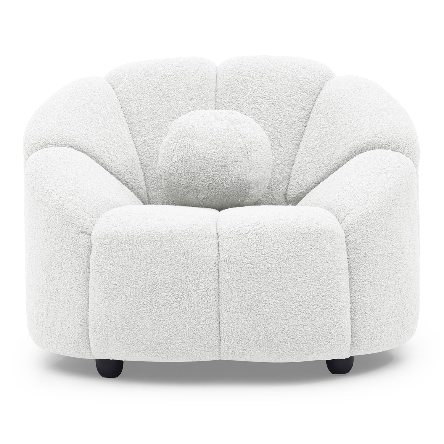 Fauteuil design arrondi Sidonie Tissu bouclette Blanc
