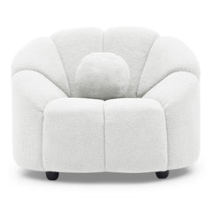 Fauteuil design arrondi Sidonie Tissu bouclette Blanc