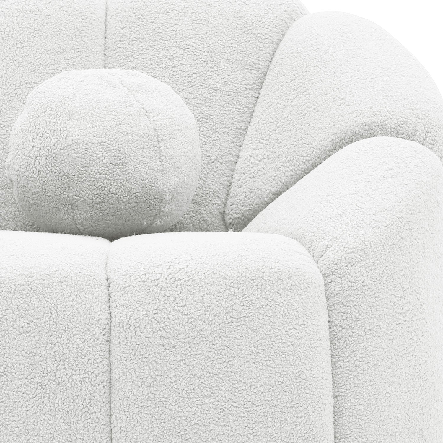 Fauteuil design arrondi Sidonie Tissu bouclette Blanc