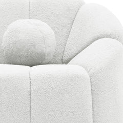 Fauteuil design arrondi Sidonie Tissu bouclette Blanc