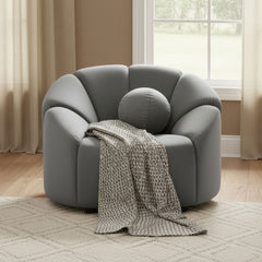 Fauteuil design arrondi Sidonie Velours Gris