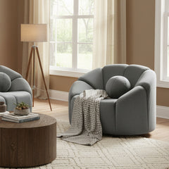 Fauteuil design arrondi Sidonie Velours Gris