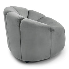 Fauteuil design arrondi Sidonie Velours Gris