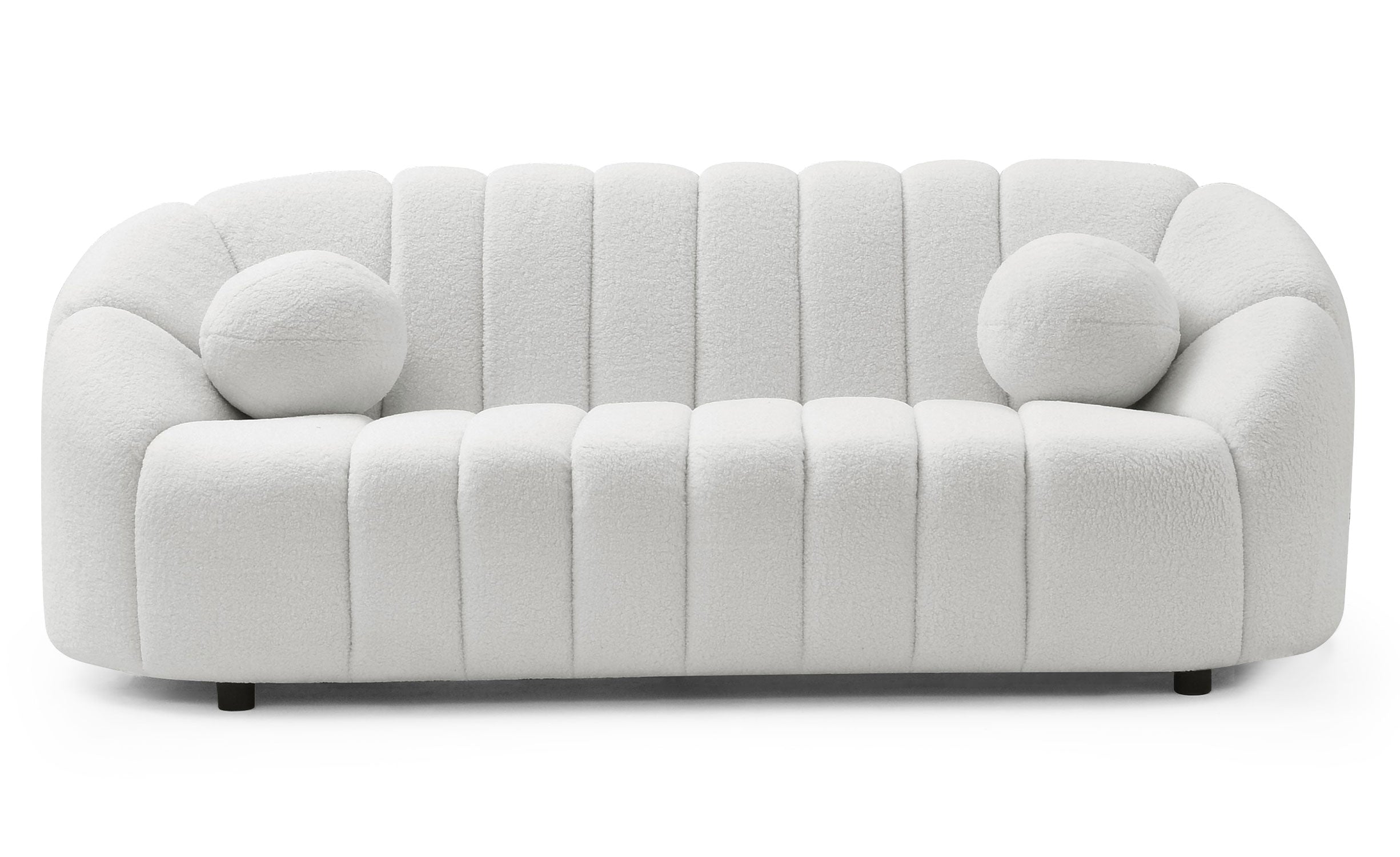 Canapé 3 places design Sidonie Tissu bouclette Blanc