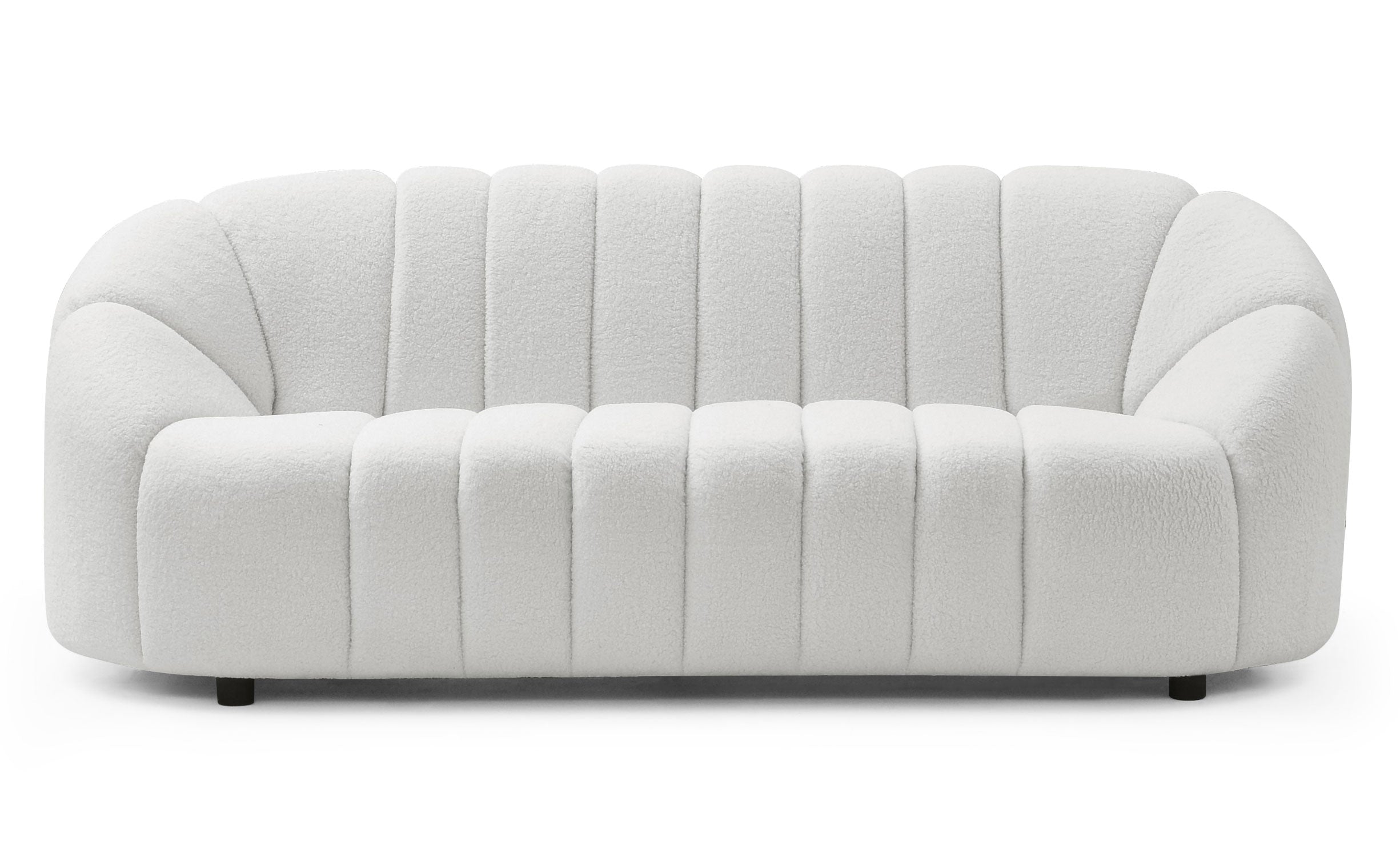 Canapé 3 places design Sidonie Tissu bouclette Blanc