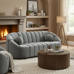 Canapé 3 places design Sidonie Velours Gris