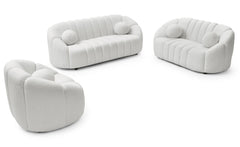 Canapé 3 places design Sidonie Tissu bouclette Blanc