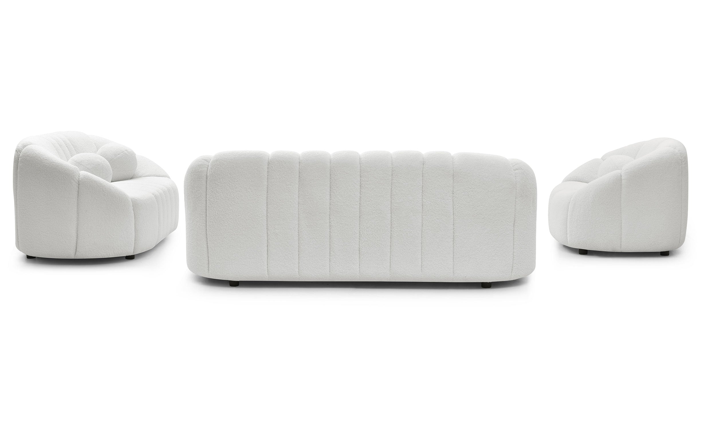 Canapé 3 places design Sidonie Tissu bouclette Blanc