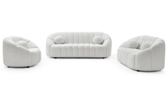 Canapé 3 places design Sidonie Tissu bouclette Blanc