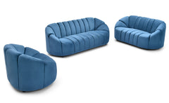 Canapé 3 places design Sidonie Velours Bleu