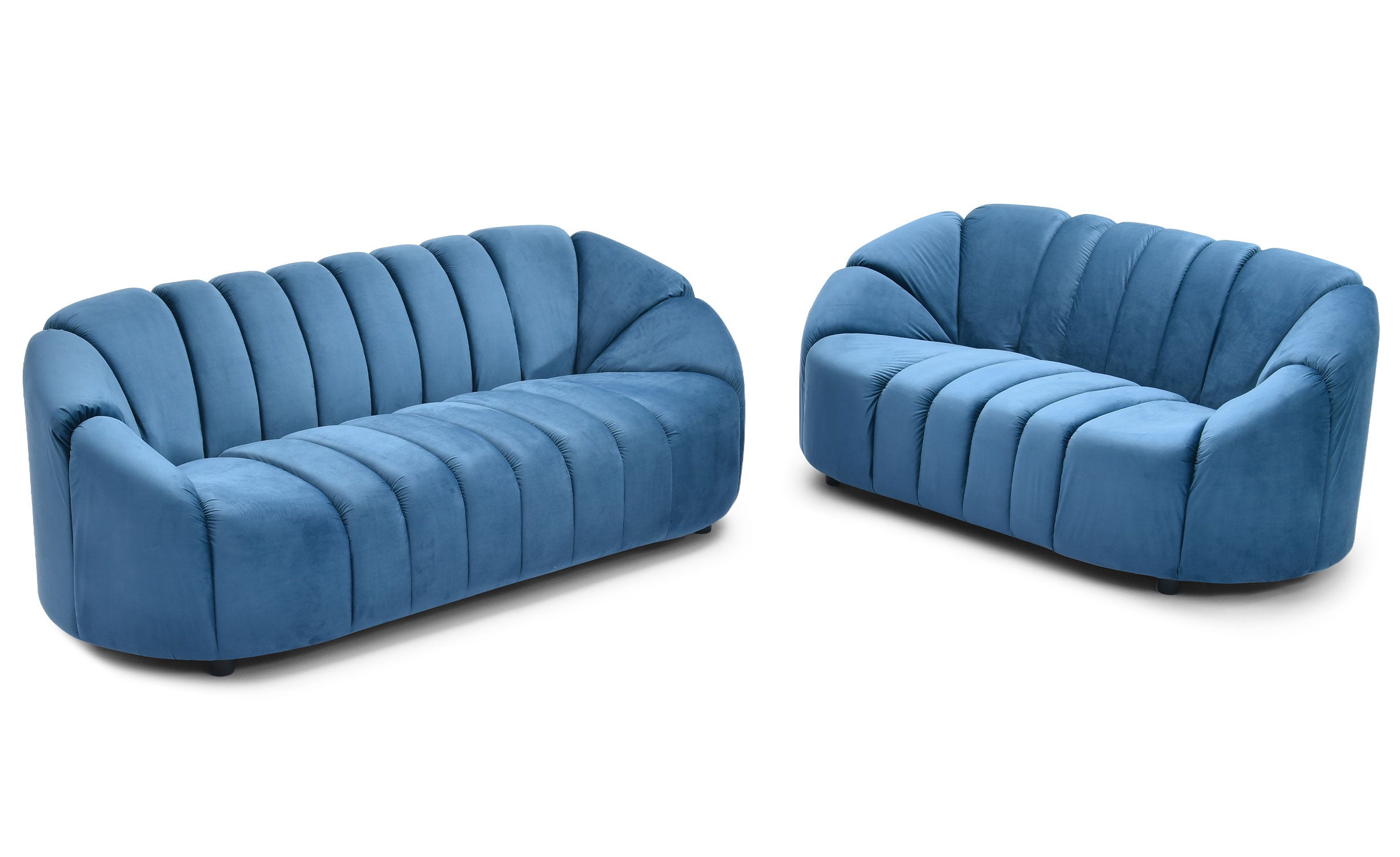 Canapé 3 places design Sidonie Velours Bleu
