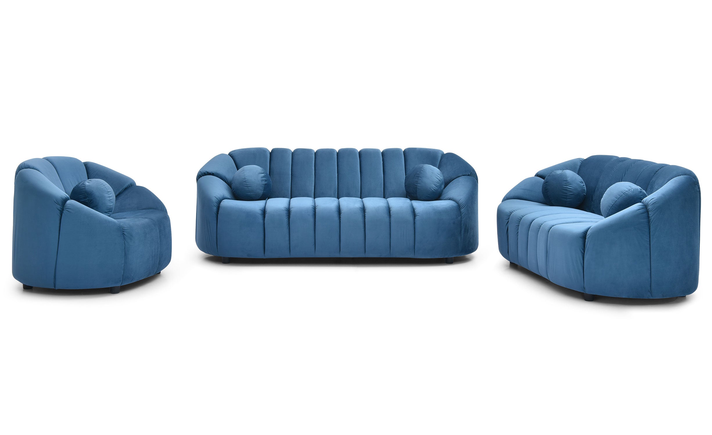 Canapé 3 places design Sidonie Velours Bleu