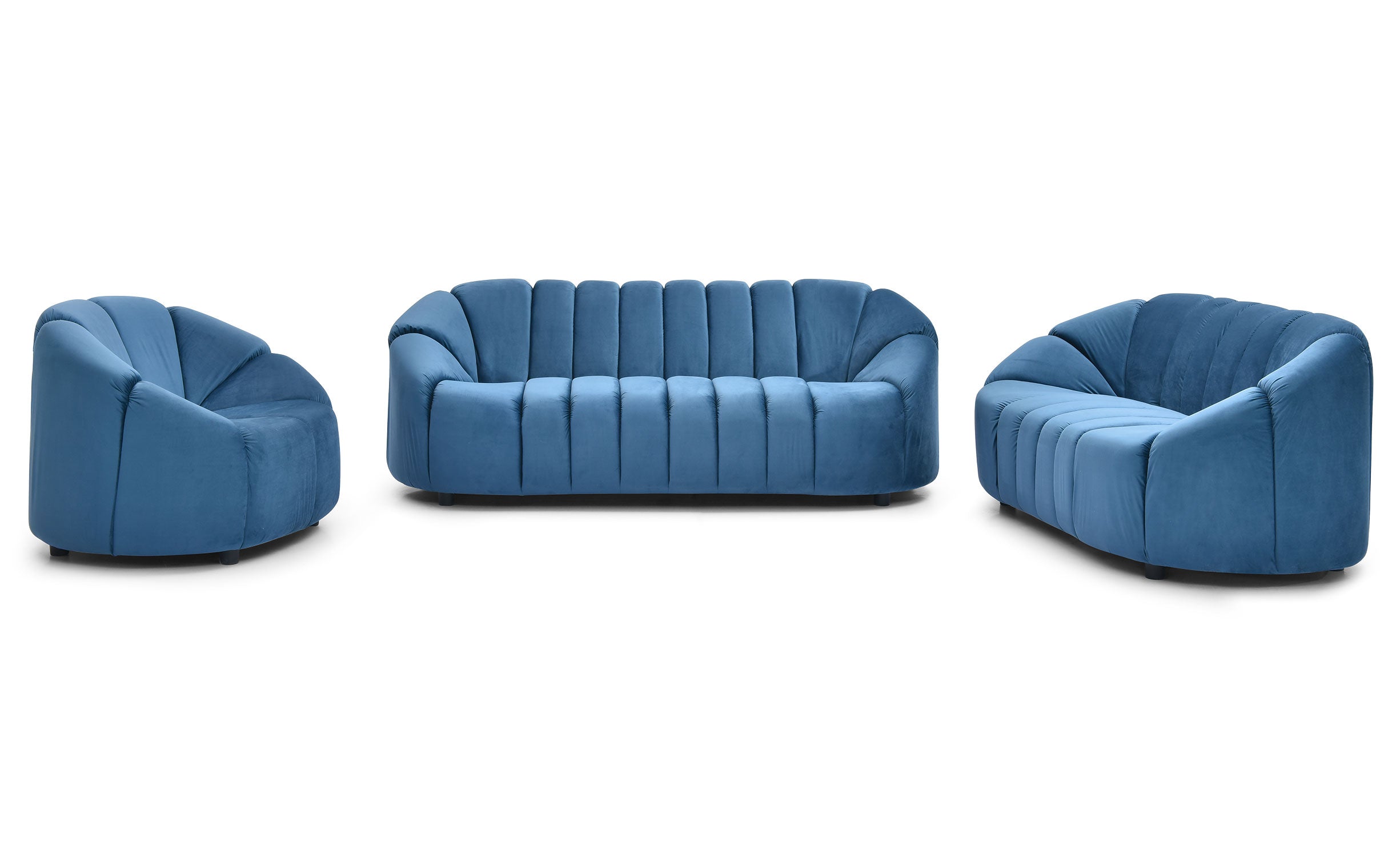 Canapé 3 places design Sidonie Velours Bleu