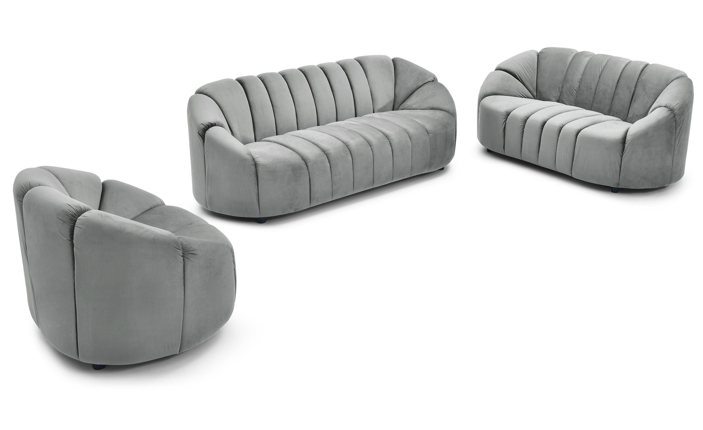 Canapé 3 places design Sidonie Velours Gris