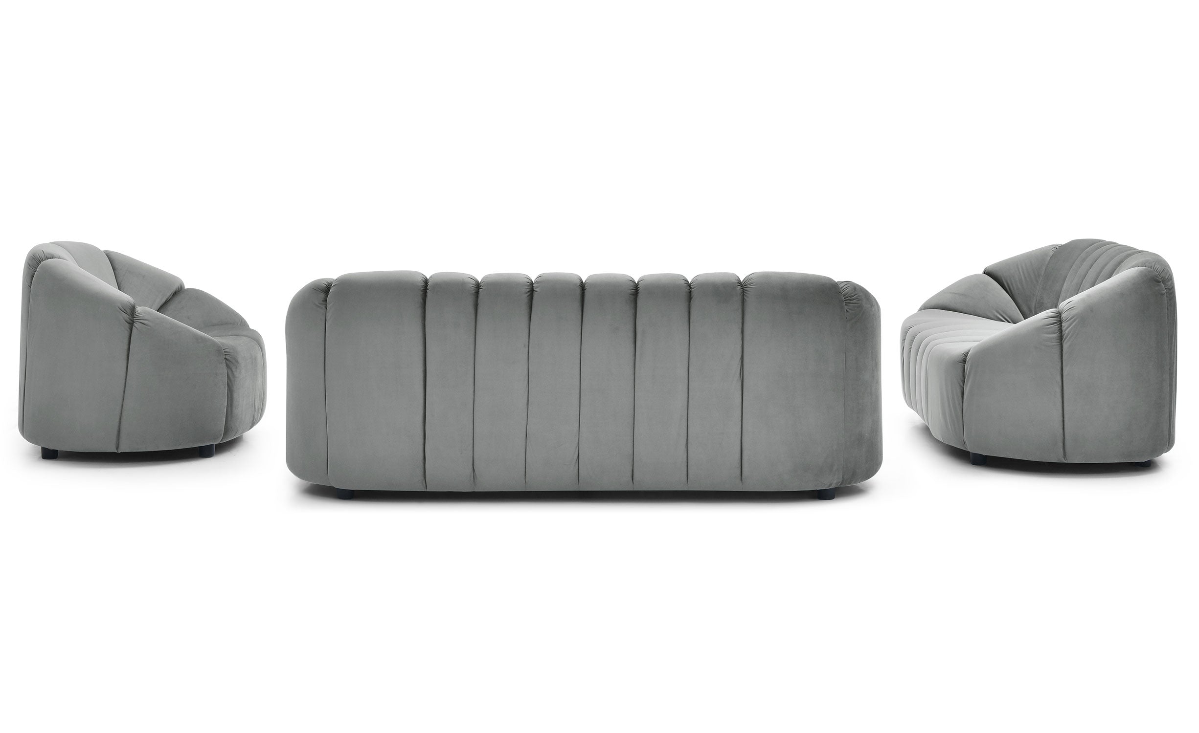 Canapé 3 places design Sidonie Velours Gris