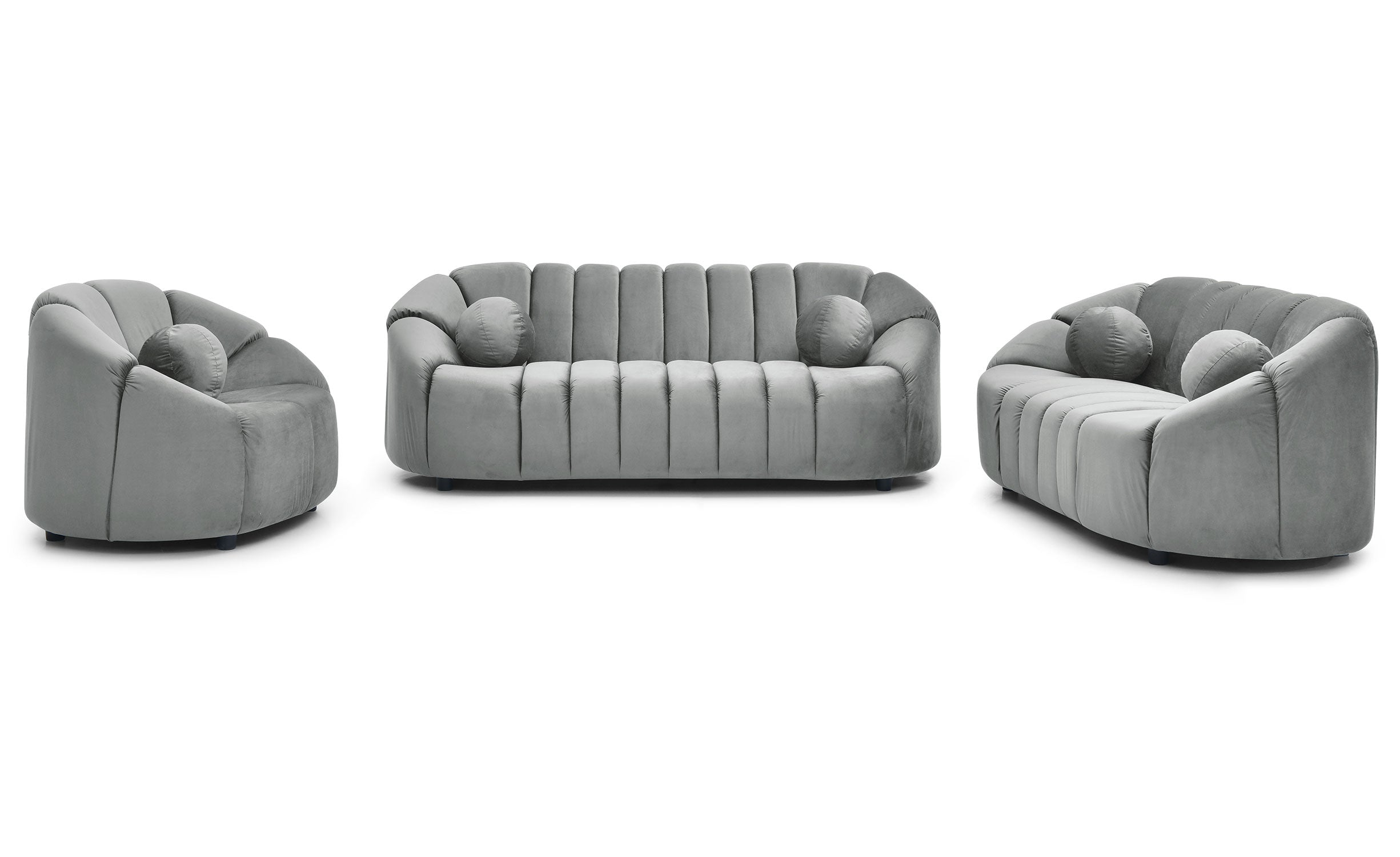 Canapé 3 places design Sidonie Velours Gris