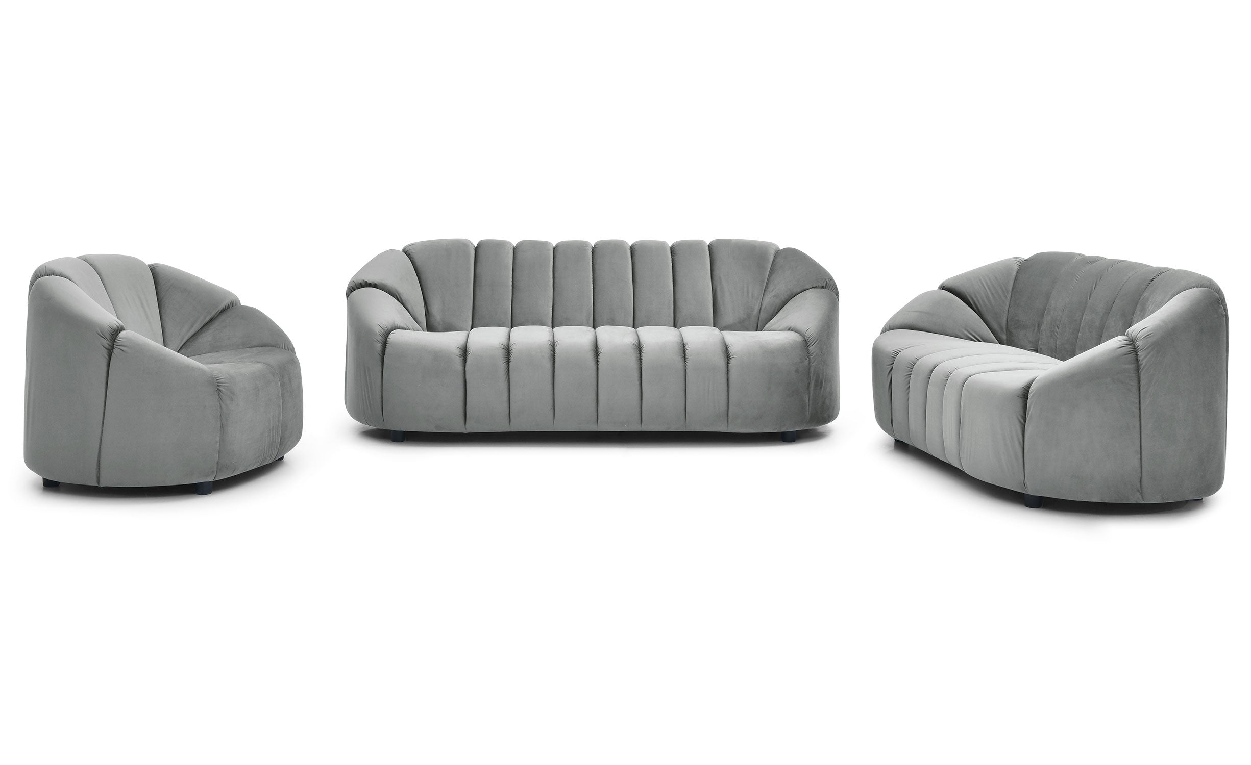 Canapé 3 places design Sidonie Velours Gris
