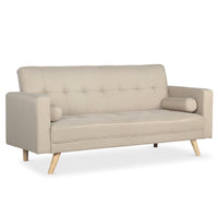 Sofá cama convertible escandinavo de tela beige