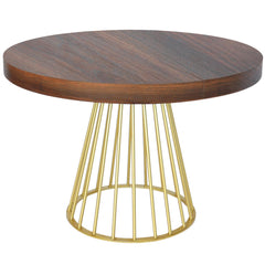 Mesa redonda extensible madera nogal con pie de metal