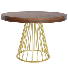 Mesa redonda extensible madera nogal con pie de metal
