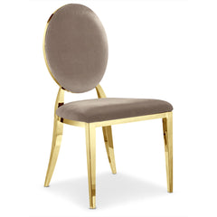 Lot de 6 chaises médaillon Sofia Pieds Or Velours Taupe