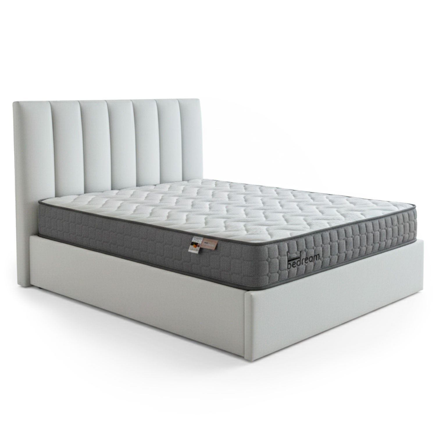 Pack Lit-coffre Songe + Matelas Bedream 140x190cm Velours Argent