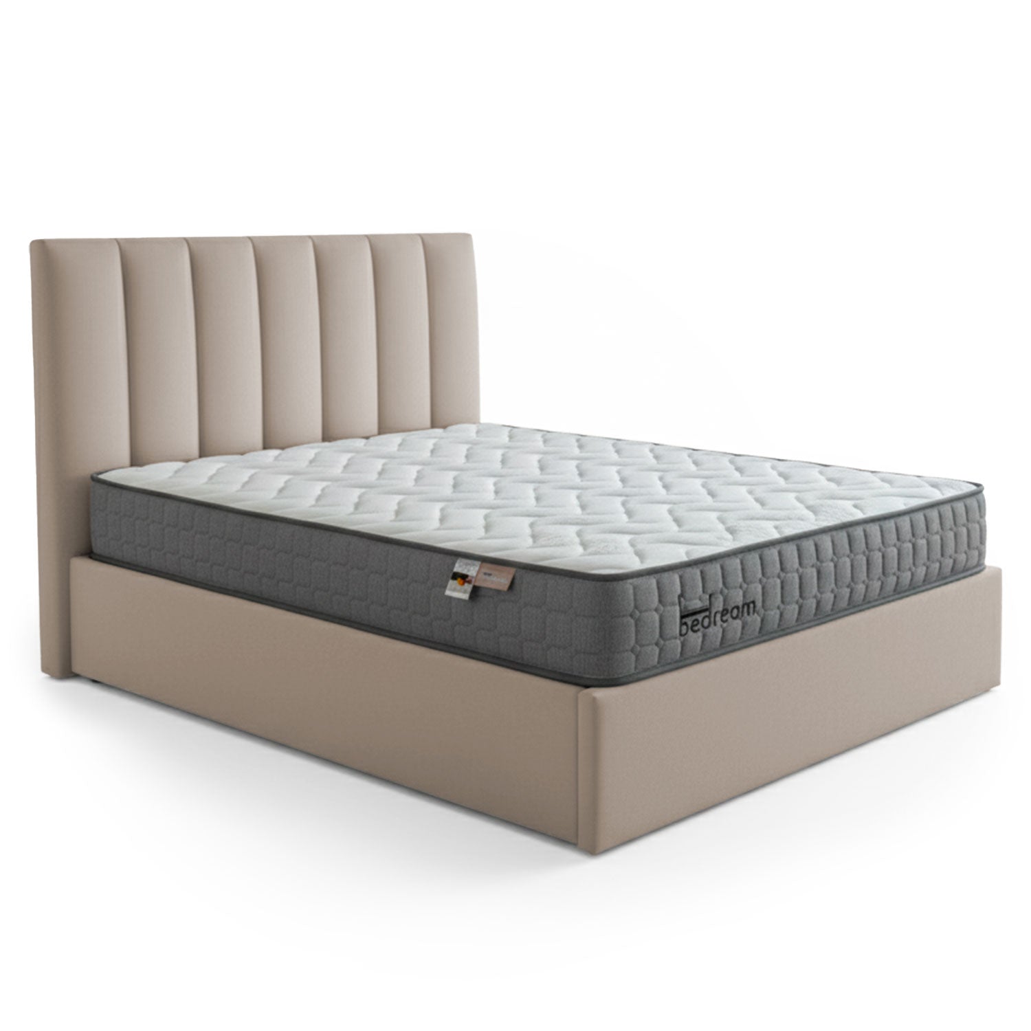 Pack Lit-coffre Songe + Matelas Bedream 140x190cm Velours Taupe