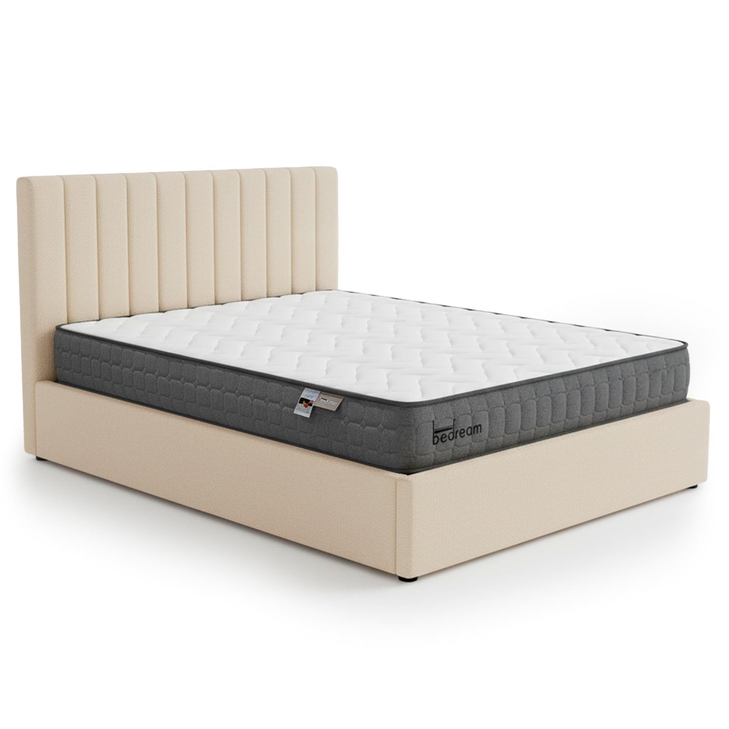 Pack Lit-coffre Songe + Matelas Bedream 160x200cm Tissu bouclette Beige