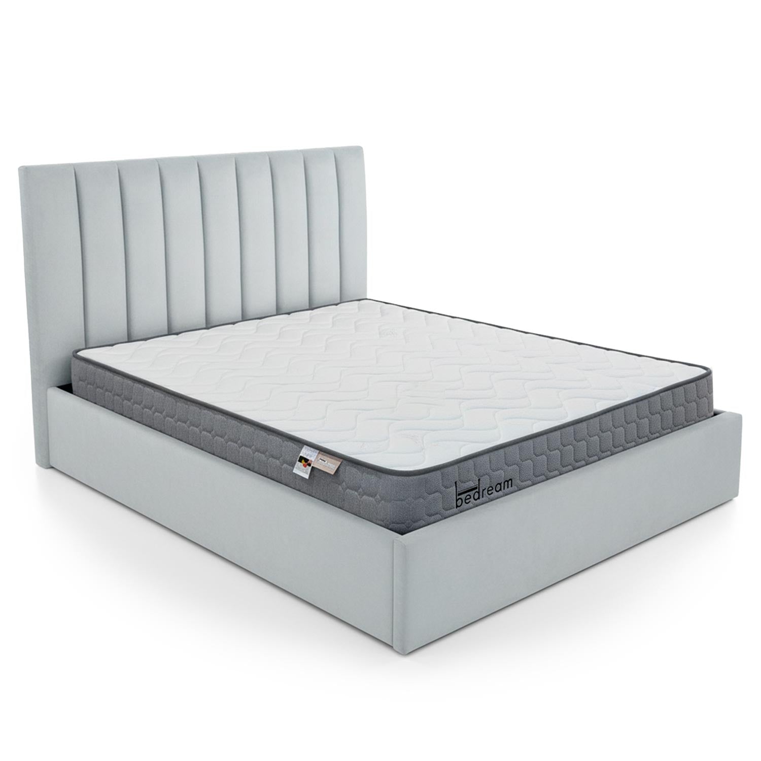 Pack Lit-coffre Songe + Matelas Bedream 160x200cm Velours Argent