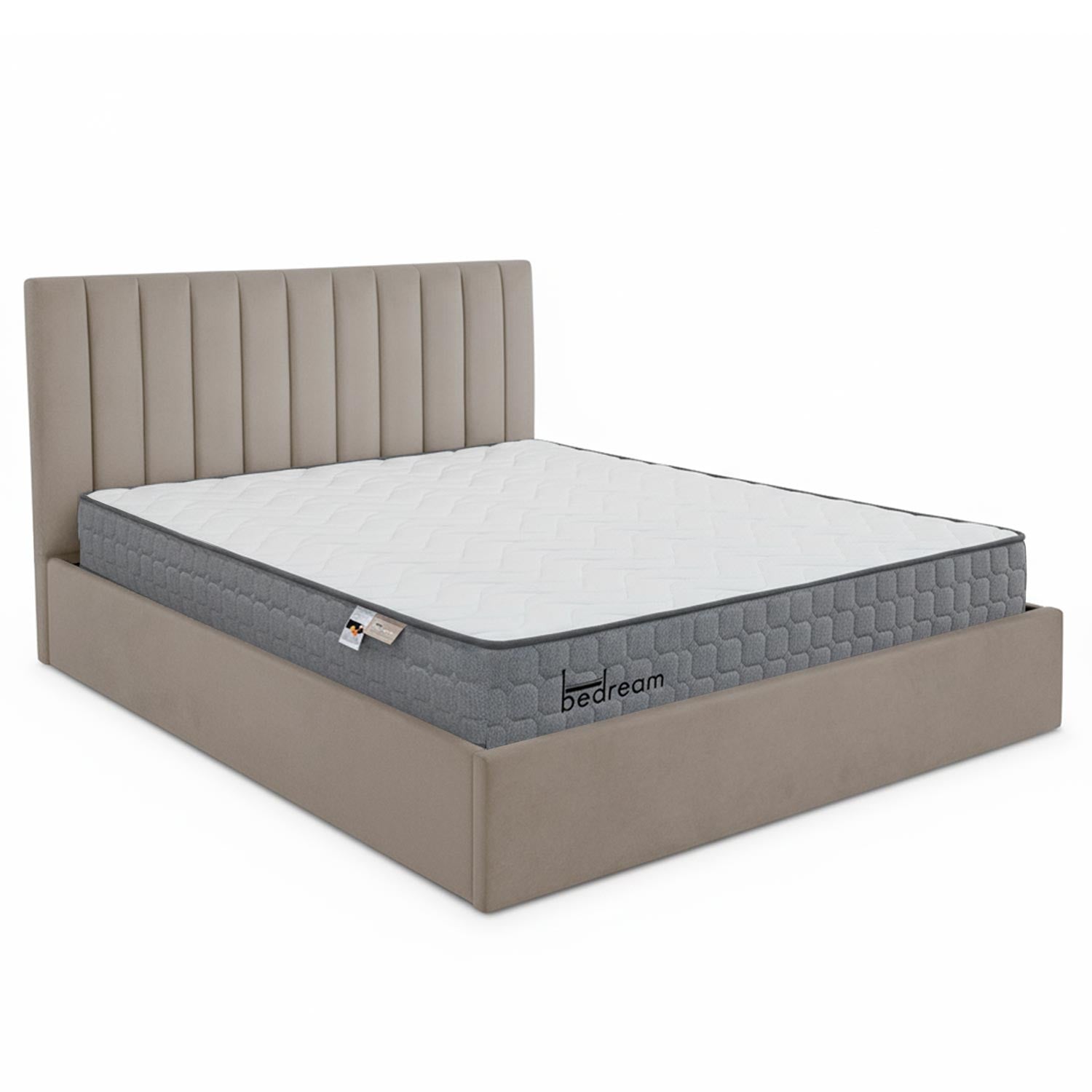 Pack Lit-coffre Songe + Matelas Bedream 180x200cm Velours Taupe