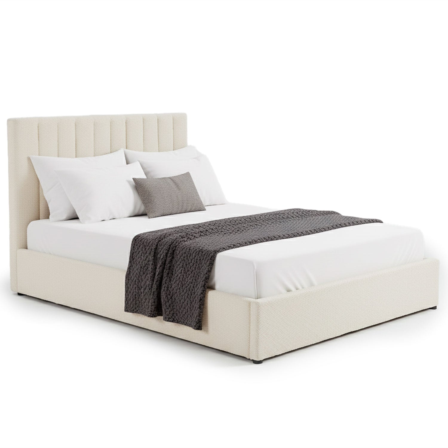 Pack Lit-coffre Songe + Matelas Bedream 160x200cm Tissu bouclette Beige