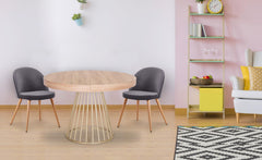 Mesa redonda extensible Atlon roble claro patas oro