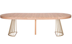 Mesa redonda extensible Atlon roble claro patas oro