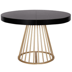 Table extensible Atlon ronde noire pieds or