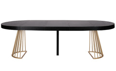 Table extensible Atlon ronde noire pieds or