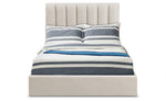 Lit coffre avec sommier relevable tissu beige 140x190cm