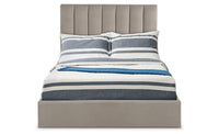 Lit coffre avec sommier relevable 140x190 cm coloris taupe