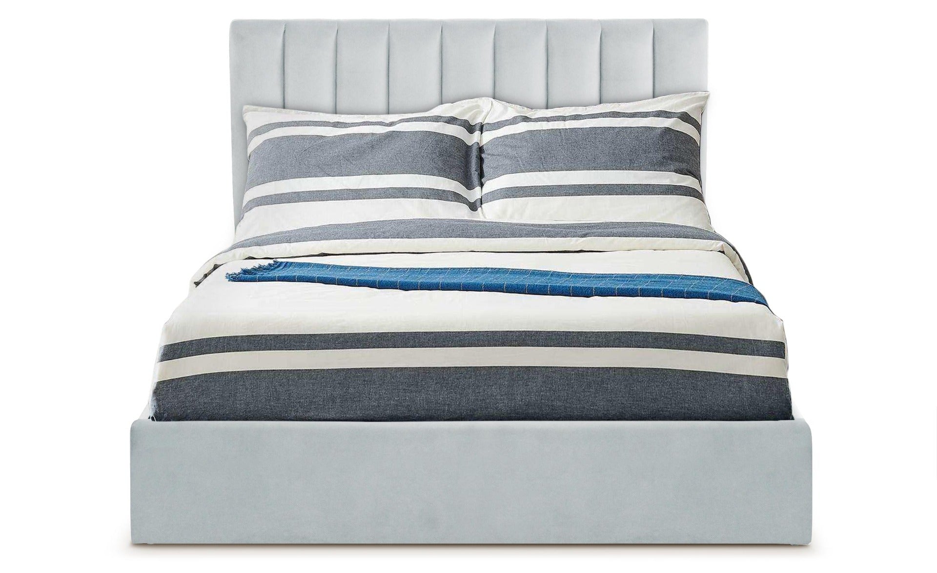 Lit Coffre Songe + Sommier Velours Argent 160cm