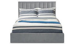 Lit coffre avec rangement et sommier relevable argent 160 cm