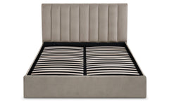 Lit coffre Astris + sommier velours taupe 160cm