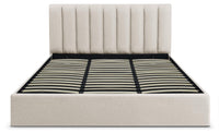 Lit coffre Astris avec sommier en tissu beige 180cm