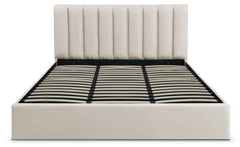 Lit coffre Astris avec sommier en tissu beige 180cm