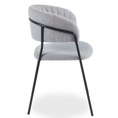 Lot de 4 chaises métal Azia en tissu bouclette gris noir