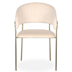 Lot de 8 chaises Tabata Métal Or et Velours Beige