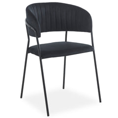 Lot de 4 chaises en velours noir Azia avec structure en métal noir
