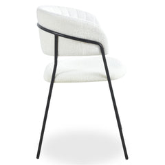 Lot de 4 chaises Azia en métal noir et tissu bouclette crème