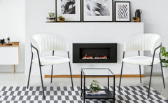 Lot de 4 chaises Azia en métal noir et tissu bouclette crème